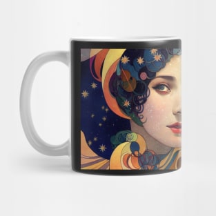 Cosmic Beauty in The Stars, Art Nouveau, Vintage, Mucha, Gilded Age Mug